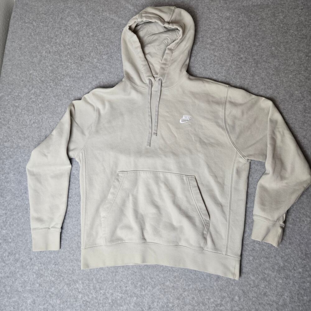 Nike Athletic 100% Cotton Cream/White Hoodie Sweatshirt Pullover - Size M
